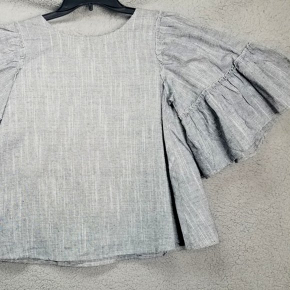 ALTAR'D STATE Navy Striped NWT Short Bell Sleeve Blouse Top - Picture 1 of 9